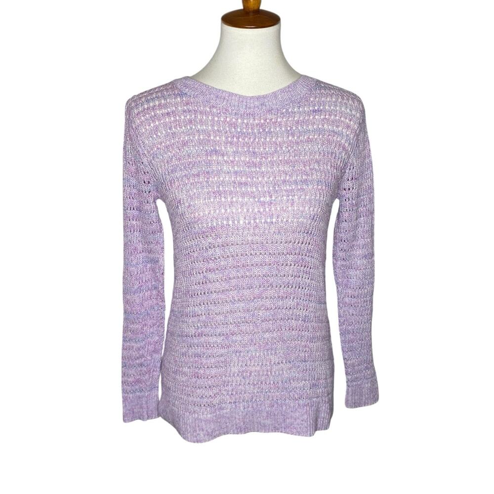 Talbots Sweater Crewneck Lavender Purple Marled Knit Womens Small Petite Coastal